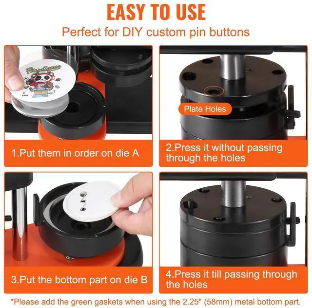 Alt view image 12 of 14 - VEVOR Button Maker Machine, 2.28 inch/58mm Pin Maker with 100pcs Button Parts, Ergonomic Arc Handle Punch Press Kit, Button Maker with Panda Magic Book, For Children DIY Gifts and Christmas
