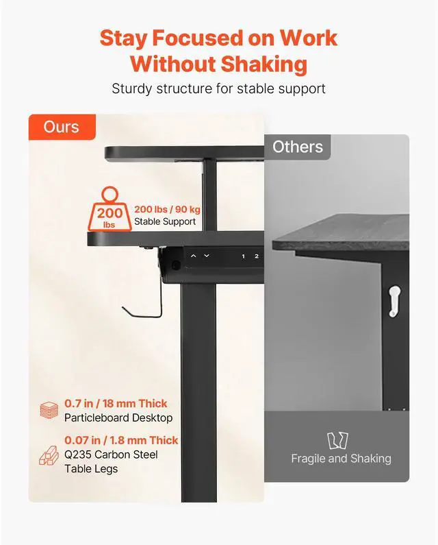 Alt view image 11 of 14 - VEVOR L Shaped Desk Electric Adjustable Height Corner Desk with Keyboard Tray