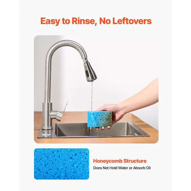 Alt view image 12 of 14 - VEVOR Sponges, 12 Pcs Durable Natural Kitchen Sponges with Cellulose & Scrub Pad, Easy-to-Rinse Cleaning Sponges with Honeycomb Structure & Quick Water Absorption, Fit for Home Cleaning