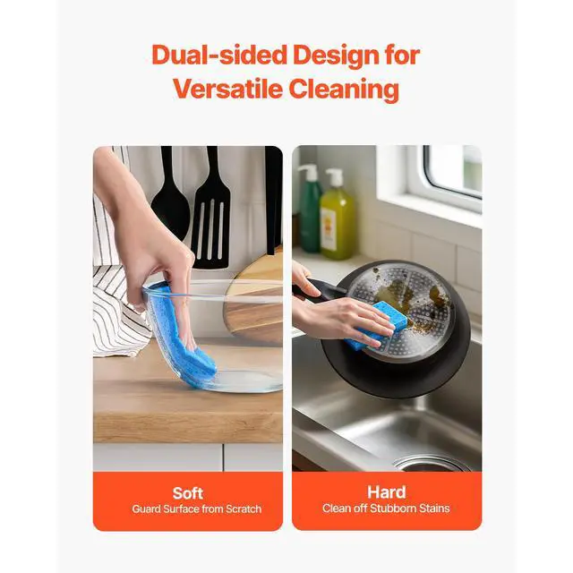 Alt view image 10 of 14 - VEVOR Sponges, 12 Pcs Durable Natural Kitchen Sponges with Cellulose & Scrub Pad, Easy-to-Rinse Cleaning Sponges with Honeycomb Structure & Quick Water Absorption, Fit for Home Cleaning