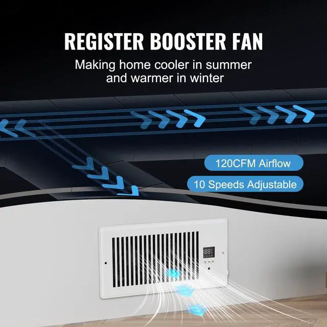 Alt view image 9 of 14 - Quiet Register Booster Fan Heating/Cooling 6 x 10 inch with Remote White