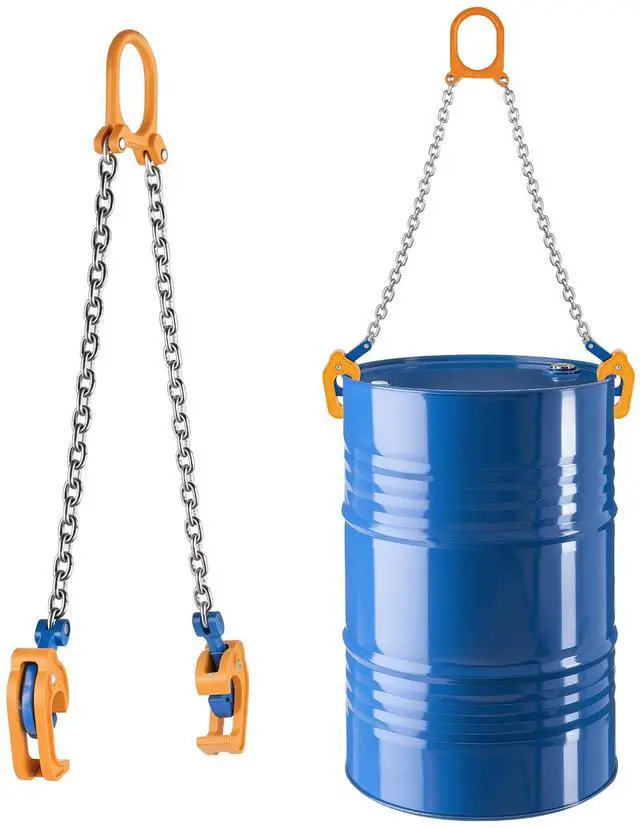 Alt view image 2 of 8 - VEVOR Chain Drum Lifter, G80 Drum Lifting Chain Sling with Thickened Security Hook, 2000LBS Capacity, 1.6ft Long Sturdy Drums Handling Equipment, Carbon Steel Barrel Lifter for Plastic & Metal Drums