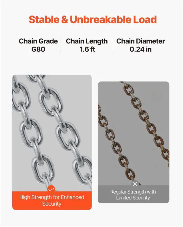Alt view image 5 of 8 - VEVOR Chain Drum Lifter, G80 Drum Lifting Chain Sling with Thickened Security Hook, 2000LBS Capacity, 1.6ft Long Sturdy Drums Handling Equipment, Carbon Steel Barrel Lifter for Plastic & Metal Drums