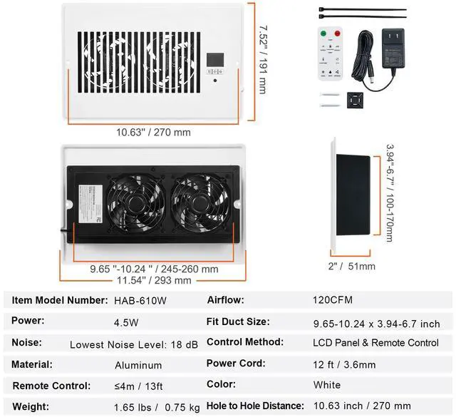 Alt view image 14 of 14 - Quiet Register Booster Fan Heating/Cooling 6 x 10 inch with Remote White