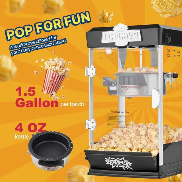 Alt view image 3 of 8 - Popcorn Popper Machine Tabletop Popcorn Maker 480W 4 Oz Black