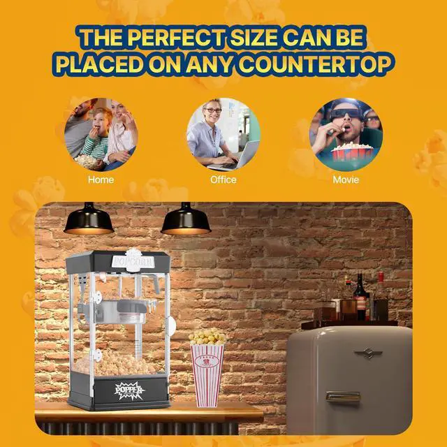 Alt view image 5 of 8 - Popcorn Popper Machine Tabletop Popcorn Maker 480W 4 Oz Black
