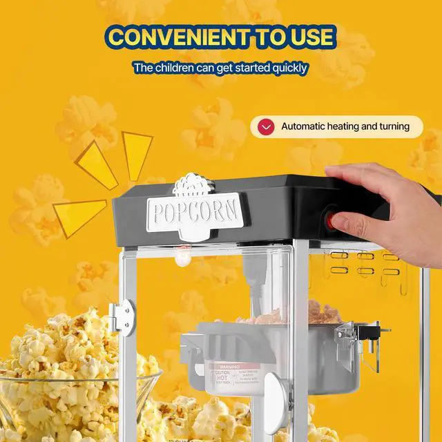 Alt view image 6 of 8 - Popcorn Popper Machine Tabletop Popcorn Maker 480W 4 Oz Black