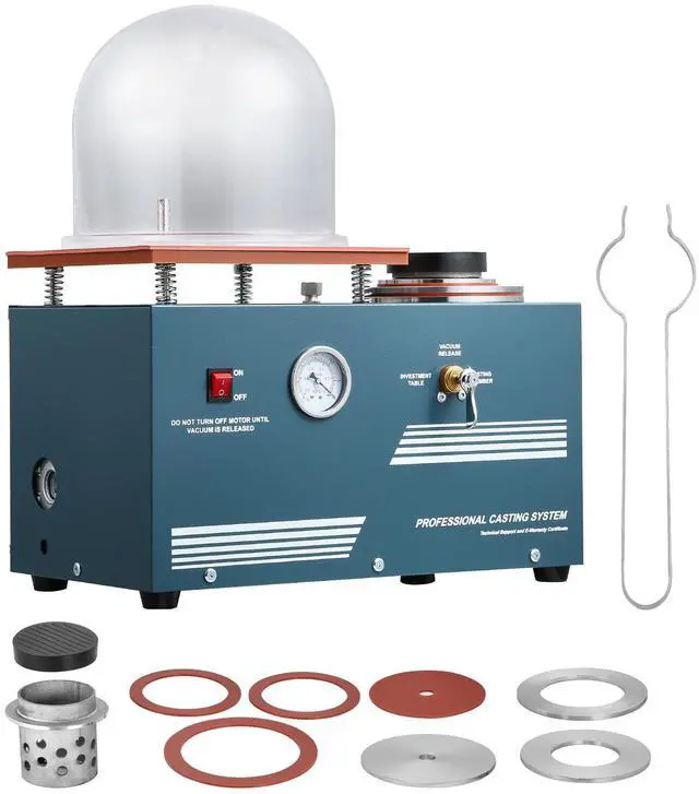 Alt view image 2 of 8 - Vacuum Investing Casting Machine 290W Power 3 CFM Pump and Bell Jar for Jewelry