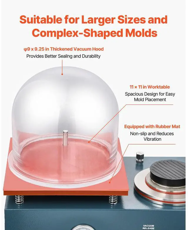 Alt view image 6 of 8 - Vacuum Investing Casting Machine 290W Power 3 CFM Pump and Bell Jar for Jewelry