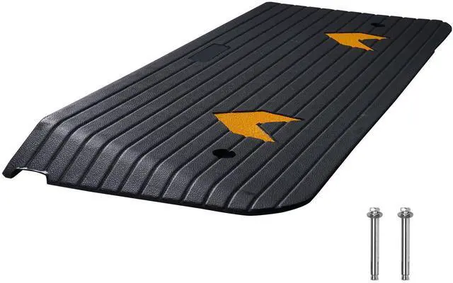 Alt view image 8 of 14 - VEVOR Rubber Threshold Ramp, 2" Rise Threshold Ramp Doorway, Recycled Rubber Power Threshold Ramp Rated 33069 lbs Load Capacity, Non-Slip Surface Rubber Solid Threshold Ramp for Wheelchair and Scooter