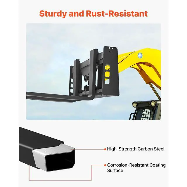 Alt view image 7 of 8 - VEVOR 45-inch Skid Steer Pallet Frame with Hitch Receiver & Spear Sleeves
