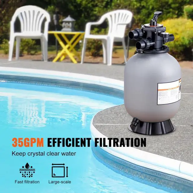 Alt view image 10 of 15 - VEVOR Sand Filter, 16-inch, Up to 35 GPM Flow Rate, Above Inground Swimming Pool Sand Filter System with 7-Way Multi-Port Valve, Filter, Backwash, Rinse, Recirculate, Waste, Winter, Closed Functions