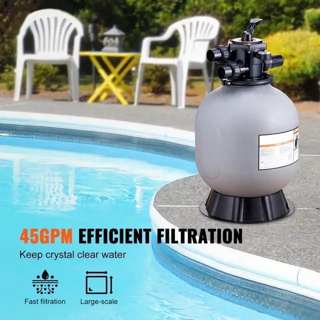 Alt view image 10 of 15 - VEVOR Sand Filter, 19-inch, Up to 45 GPM Flow Rate, Above Inground Swimming Pool Sand Filter System with 7-Way Multi-Port Valve, Filter, Backwash, Rinse, Recirculate, Waste, Winter, Closed Functions