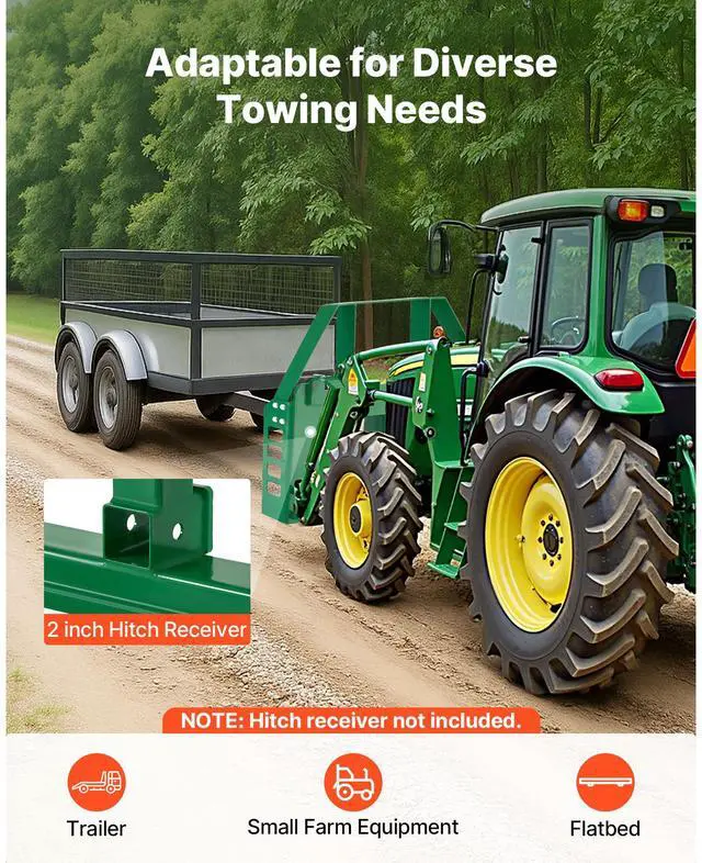 Alt view image 6 of 8 - VEVOR Skid Steer Pallet Frame with Hitch Receiver & Spear Sleeves for JD Loaders