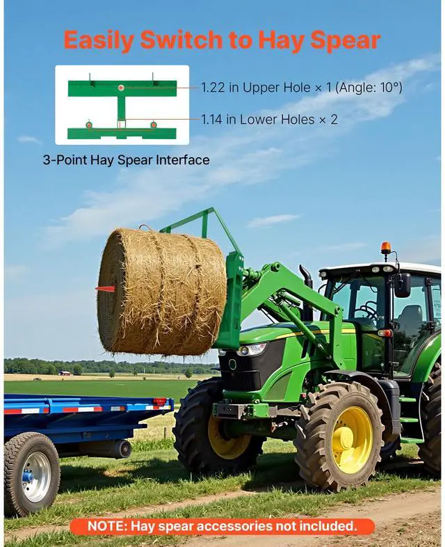 Alt view image 5 of 8 - VEVOR Skid Steer Pallet Frame with Hitch Receiver & Spear Sleeves for JD Loaders