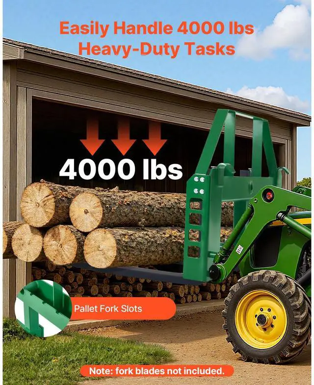 Alt view image 3 of 8 - VEVOR Skid Steer Pallet Frame with Hitch Receiver & Spear Sleeves for JD Loaders