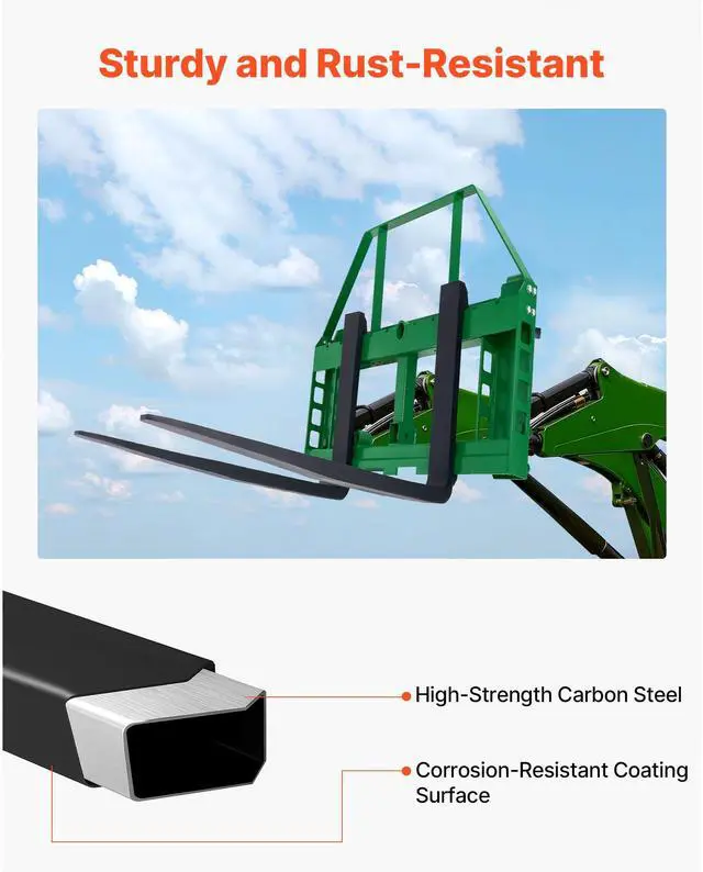 Alt view image 7 of 8 - VEVOR Skid Steer Pallet Frame with Hitch Receiver & Spear Sleeves for JD Loaders