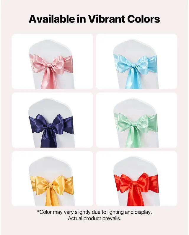 Alt view image 6 of 7 - VEVOR Satin Chair Sashes Bows, 50PCS Chair Ribbon Ties Back Sash, 7 x 108 inch, Red Wedding Reception Decoration, for Wedding Ceremony Baby Shower Party Events Banquet Chair Cover Decoration