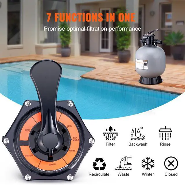 Alt view image 12 of 15 - VEVOR Sand Filter, 22-inch, Up to 55 GPM Flow Rate, Above Inground Swimming Pool Sand Filter System with 7-Way Multi-Port Valve, Filter, Backwash, Rinse, Recirculate, Waste, Winter, Closed Functions
