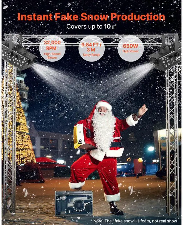 Alt view image 3 of 8 - VEVOR Snow Machine 650W Handheld Hanging Fake Snow Maker for Christmas Party