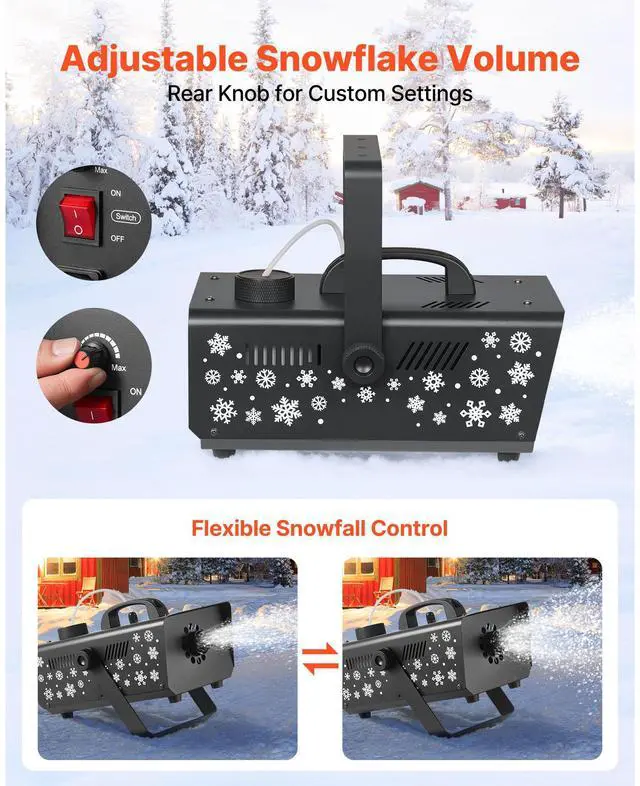 Alt view image 4 of 8 - VEVOR Snow Machine 650W Handheld Hanging Fake Snow Maker for Christmas Party