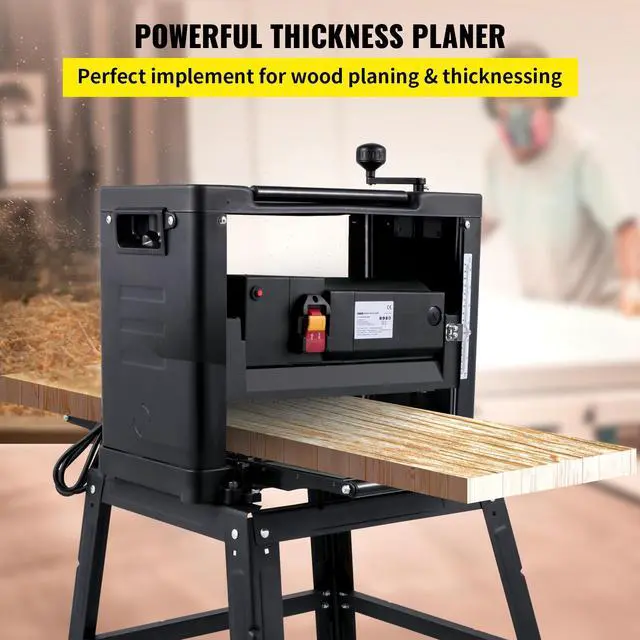 Alt view image 2 of 7 - 13-Inch Benchtop Thickness Planer, 2000W, 8000 rpm, 15 AMP, with Foldable Iron Stand and Dust Exhaust, 6m/min Planing Speed, Ideal for Woodworking and Wooden Plank Shaping