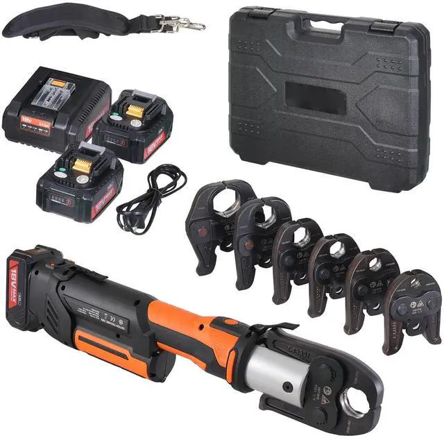 Main image of ProPress Tool, 18V Electric Pipe Crimping Tool for 1/2, 3/4, 1, 1 1/4", 1 1/2", 2" Copper Pipes, Press Tool Kit with Brushless Motor, 6 Pro Press Jaws, 2pcs 4AH Battery