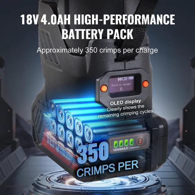 Alt view image 4 of 7 - ProPress Tool, 18V Electric Pipe Crimping Tool for 1/2, 3/4, 1, 1 1/4", 1 1/2", 2" Copper Pipes, Press Tool Kit with Brushless Motor, 6 Pro Press Jaws, 2pcs 4AH Battery