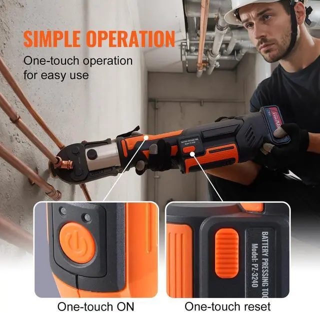 Alt view image 5 of 7 - ProPress Tool, 18V Electric Pipe Crimping Tool for 1/2, 3/4, 1, 1 1/4", 1 1/2", 2" Copper Pipes, Press Tool Kit with Brushless Motor, 6 Pro Press Jaws, 2pcs 4AH Battery