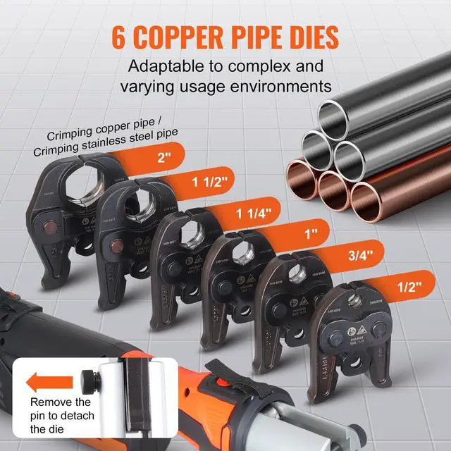 Alt view image 3 of 7 - ProPress Tool, 18V Electric Pipe Crimping Tool for 1/2, 3/4, 1, 1 1/4", 1 1/2", 2" Copper Pipes, Press Tool Kit with Brushless Motor, 6 Pro Press Jaws, 2pcs 4AH Battery