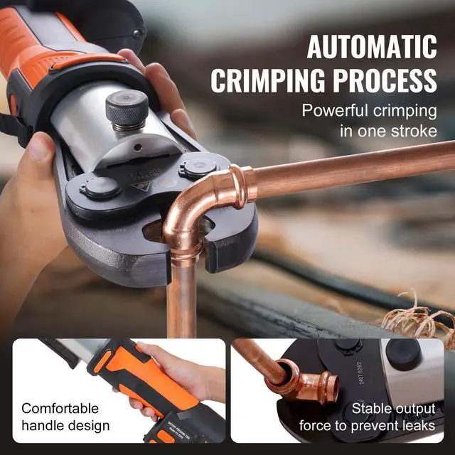 Alt view image 6 of 7 - ProPress Tool, 18V Electric Pipe Crimping Tool for 1/2, 3/4, 1, 1 1/4", 1 1/2", 2" Copper Pipes, Press Tool Kit with Brushless Motor, 6 Pro Press Jaws, 2pcs 4AH Battery