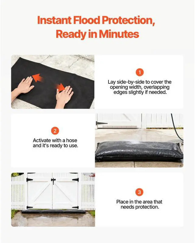 Alt view image 5 of 8 - VEVOR Flood Barrier, 10 Pack, 1.4 x 2.7 ft Flood Bags with Bucket, Reusable Water Absorbent Barrier Activated by Water, Sandless Sandbags Blockage, Flooding Prevention Bags for Door, Basement, Garage