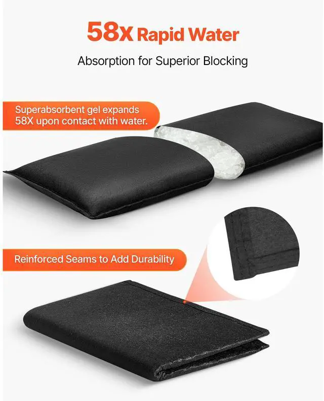 Alt view image 4 of 8 - VEVOR Flood Barrier, 10 Pack, 1.4 x 2.7 ft Flood Bags with Bucket, Reusable Water Absorbent Barrier Activated by Water, Sandless Sandbags Blockage, Flooding Prevention Bags for Door, Basement, Garage