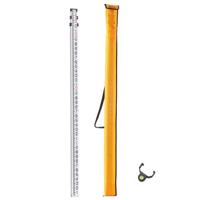 Alt view image 2 of 8 - VEVOR Aluminum Grade Rod, 9-Feet/8ths 3 Sections Telescopic Measuring Rod, Double-Sided Scale 1/8in Leveling Rod Stick,Aluminum Alloy Survey Rod with Bubble Level &Carrying Bag for Houses,Walls,Floors