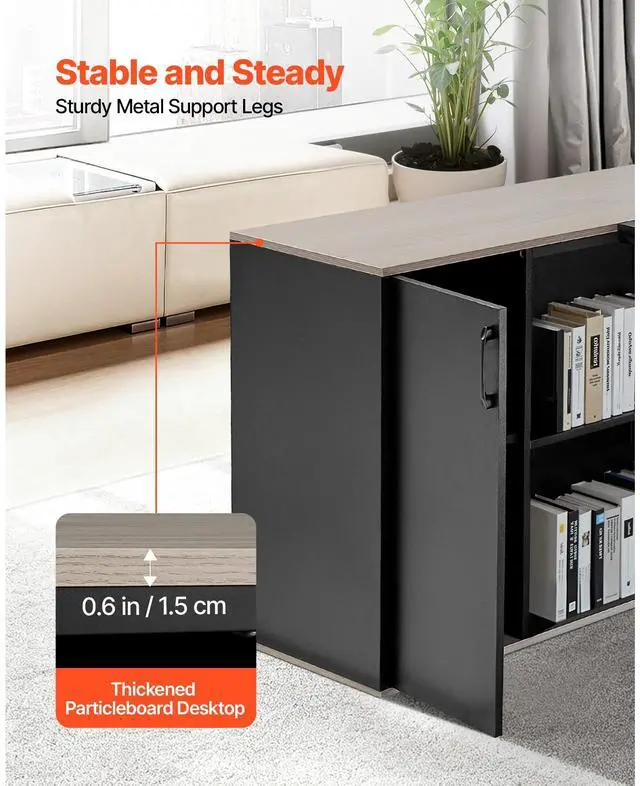 Alt view image 6 of 7 - L-Shaped Executive Desk, Large Modern Office Table with Drawers & Storage Cabinet, Heavy Duty Wooden Executive Table with CPU Stand, 350 LBS Load Capacity, Easy Assembly, for Work Study Writing