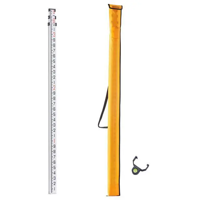 Alt view image 3 of 9 - VEVOR Aluminum Grade Rod, 9-Feet/10ths 3 Sections Telescopic Measuring Rod,Double-Sided Scale 1/10ft Leveling Rod Stick,Aluminum Alloy Survey Rod with Bubble Level&Carrying Bag for Houses,Walls,Floors
