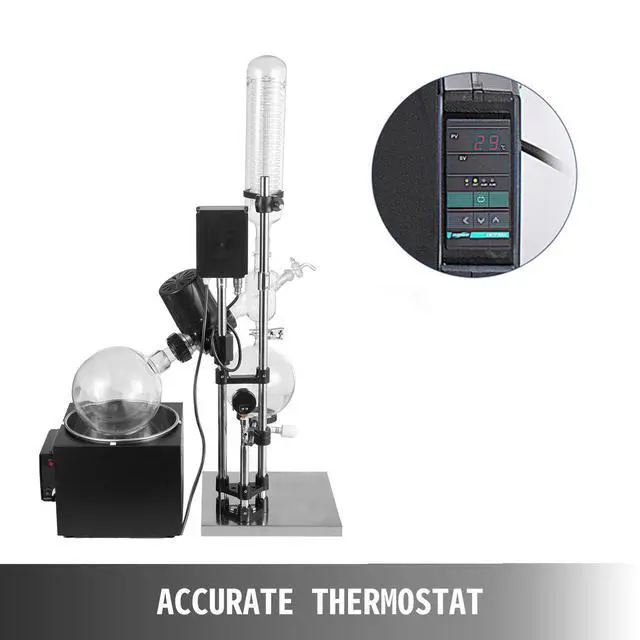 Alt view image 5 of 7 - 5L Rotary Evaporator RotoVap 99°C Borosilicate Glass 110V Rotation 0-90rpm USA