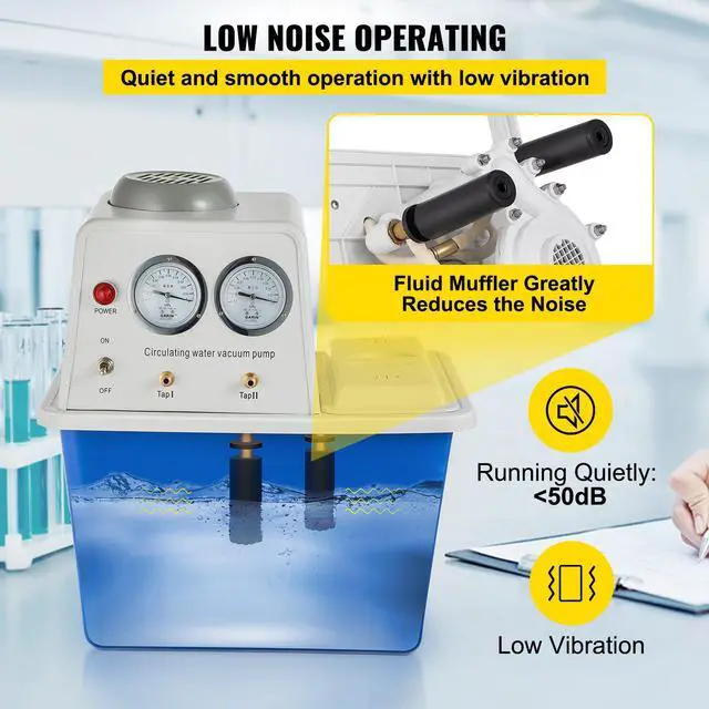 Alt view image 6 of 7 - Lab Multi-Purpose Water Circulating Vacuum Pump,15L, with 2 Off-Gas Taps,Stainless Vacuum Pump 180W 110V,Anti-Corrosion Pump Lab Chemistry Equipment