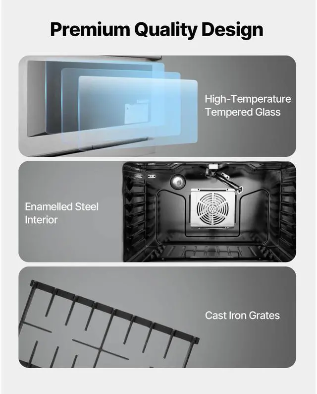 Alt view image 6 of 7 - Gas Range Oven, 35.9 Inches Width, Freestanding Stainless Steel Stove and Oven with 6 Sealed Cooktop Burners, Easy Reach Racks, Halogen Light, 6.0 Cu. Ft. Capacity, for Apartment, Home, Kitchen