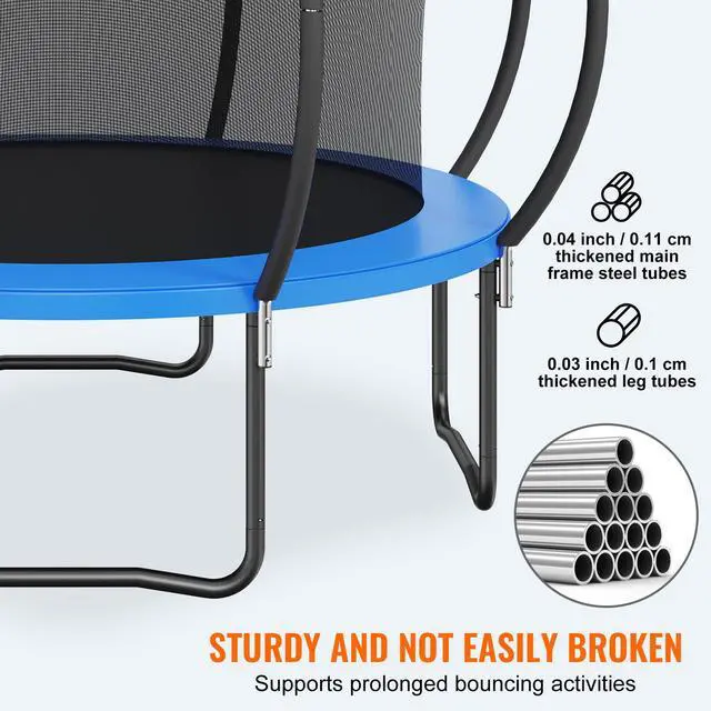 Alt view image 12 of 15 - Vevor 10Ft Trampoline, 330 Lbs Trampoline With Enclosure Net, Ladder, And Curved Pole, Heavy Duty Trampoline With Jumping Mat And Spring Cover Padding, Outdoor Recreational Trampolines For Kids Adults