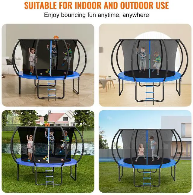 Alt view image 14 of 15 - Vevor 10Ft Trampoline, 330 Lbs Trampoline With Enclosure Net, Ladder, And Curved Pole, Heavy Duty Trampoline With Jumping Mat And Spring Cover Padding, Outdoor Recreational Trampolines For Kids Adults