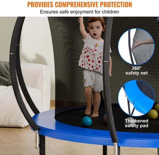 Alt view image 13 of 15 - Vevor 10Ft Trampoline, 330 Lbs Trampoline With Enclosure Net, Ladder, And Curved Pole, Heavy Duty Trampoline With Jumping Mat And Spring Cover Padding, Outdoor Recreational Trampolines For Kids Adults