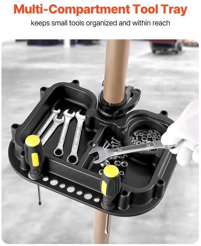 Alt view image 7 of 8 - VEVOR Bike Repair Stand, Max. 110 lb Heavy-duty Bicycle Work Stand with 40.3-59.4 in Adjustable Height & Large Tool Tray, Foldable Ebike Maintenance Rack, Shop Home Mechanics for Mountain Road Bike