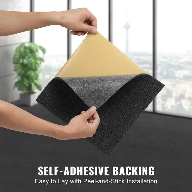 Alt view image 11 of 14 - VEVOR Carpet Tiles Peel and Stick, 12 x 12 Squares Self Adhesive Carpet Floor Tile, Soft Padded Carpet Tiles, Easy Install DIY for Bedroom Living Room Indoor Outdoor (12 Tiles, Dark Gray)