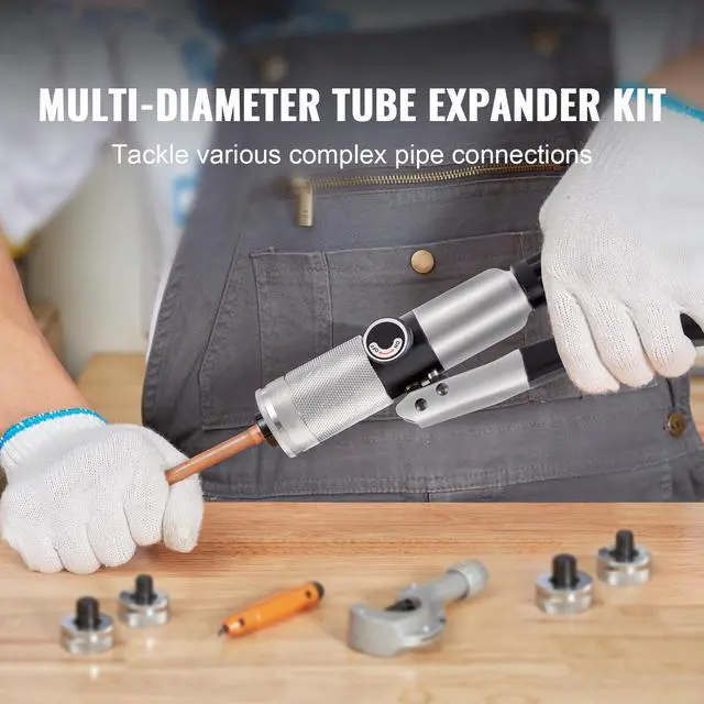 Alt view image 4 of 9 - VEVOR Hydraulic Tube Expander, 3/8" to 1-1/8" OD, HAVC Hydraulic Swaging Tool with 7 Pipe Expander Heads, Deburring Tool, Pipe Cutter for Copper Aluminum Brass Soft Steel Pipes