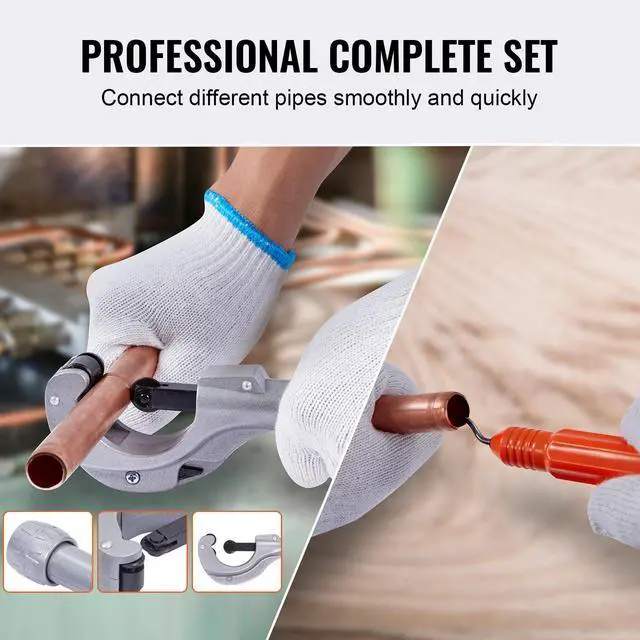 Alt view image 6 of 9 - VEVOR Hydraulic Tube Expander, 3/8" to 1-1/8" OD, HAVC Hydraulic Swaging Tool with 7 Pipe Expander Heads, Deburring Tool, Pipe Cutter for Copper Aluminum Brass Soft Steel Pipes