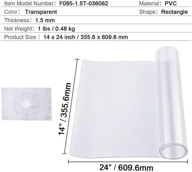 Alt view image 14 of 14 - VEVOR PVC Table Protector 14x24 Inch Clear Plastic Desk Protector 1.5mm Thick