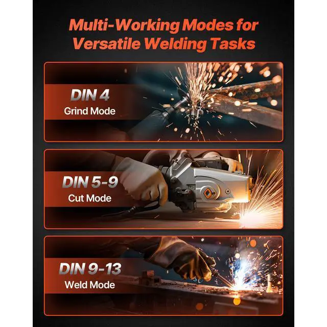 Alt view image 7 of 8 - VEVOR Welding Helmet Auto Darkening 3.94" x 3.15" True Color Welding Hood Mask