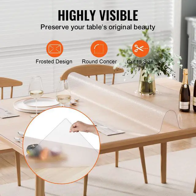 Alt view image 6 of 8 - VEVOR Plastic Table Cover, 24 x 48 Inch 1.5 mm Thick Frosted Table Protector, Rectangle PVC Desk Mat, Waterproof & Easy Cleaning Desk Pad Tablecloth, for Office Dresser Dining Room Table Night Stand