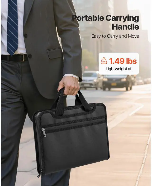 Alt view image 6 of 8 - VEVOR Fireproof Document Bag, 1832  Heat Insulated Fireproof & Waterproof Bag, Portable Multi-Layer File Storage Security Organizer Home Office Travel Use, for Passports, Important Documents, Files